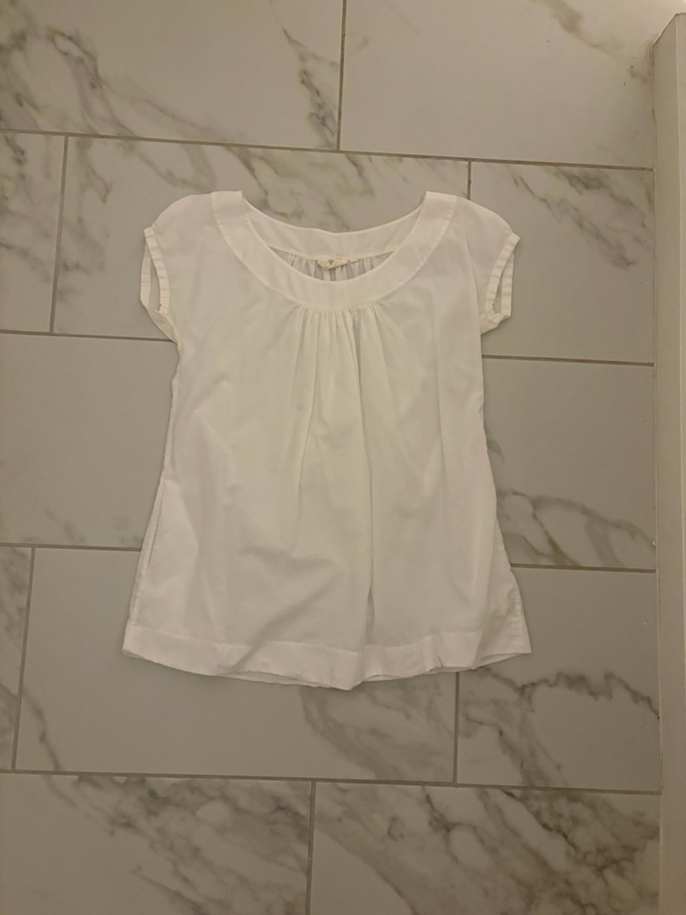 White Short Sleeve Pleated Blouse